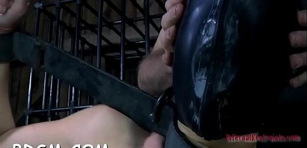  Clamped up playgirl gets a hook in her anal with toy torture